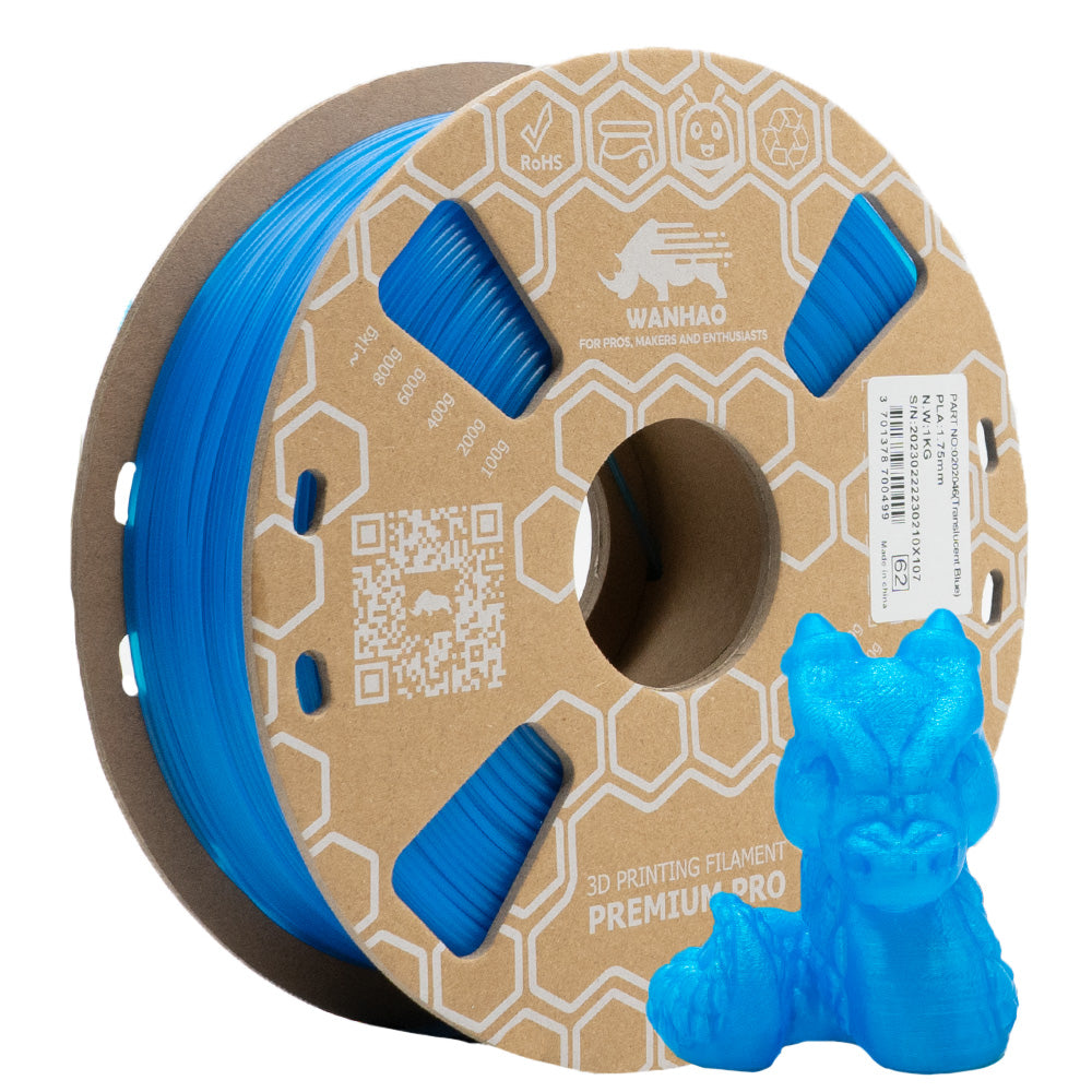 Filament PLA Premium BLEU TRANSPARENT - 1kg / 1.75mm