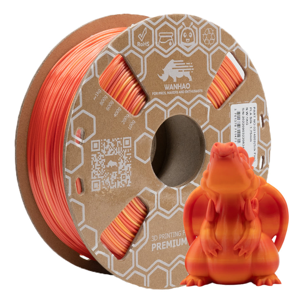 MEGA PACK - PLA Silk Premium Wanhao Multicolore/ Arc-en-Ciel ICE WATER OCEAN 1kg x 6 & PLA Silk Premium Wanhao Multicolore/Arc-en-Ciel Feu 1kg x6