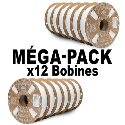 MEGA PACK - PLA Premium BLANC NEIGE - 1kg x 12 certifié FDA / 1.75mm