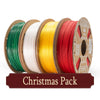 MEGA PACK de NOEL 4 Bobines  - PLA SILK BLANC, ROUGE, SILK 24 Carats OR et VERT CHRISMAS SAPIN DE NOEL arc-en-ciel Pailleté 1Kg x 4